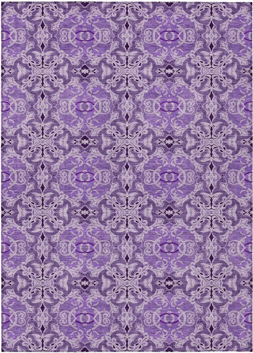 Purple And Lavender Medallion Washable Indoor Outdoor Area Rug Photo 2