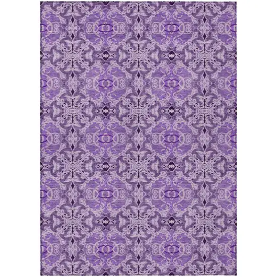 Purple And Lavender Medallion Washable Indoor Outdoor Area Rug Photo 2