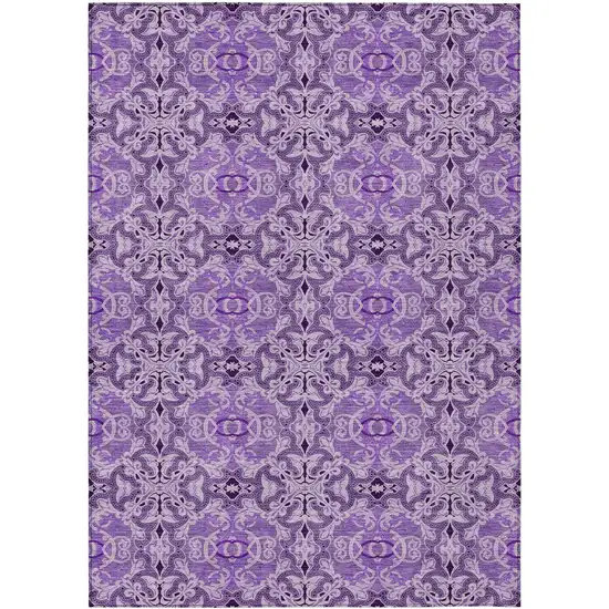 Purple And Lavender Medallion Washable Indoor Outdoor Area Rug Photo 2