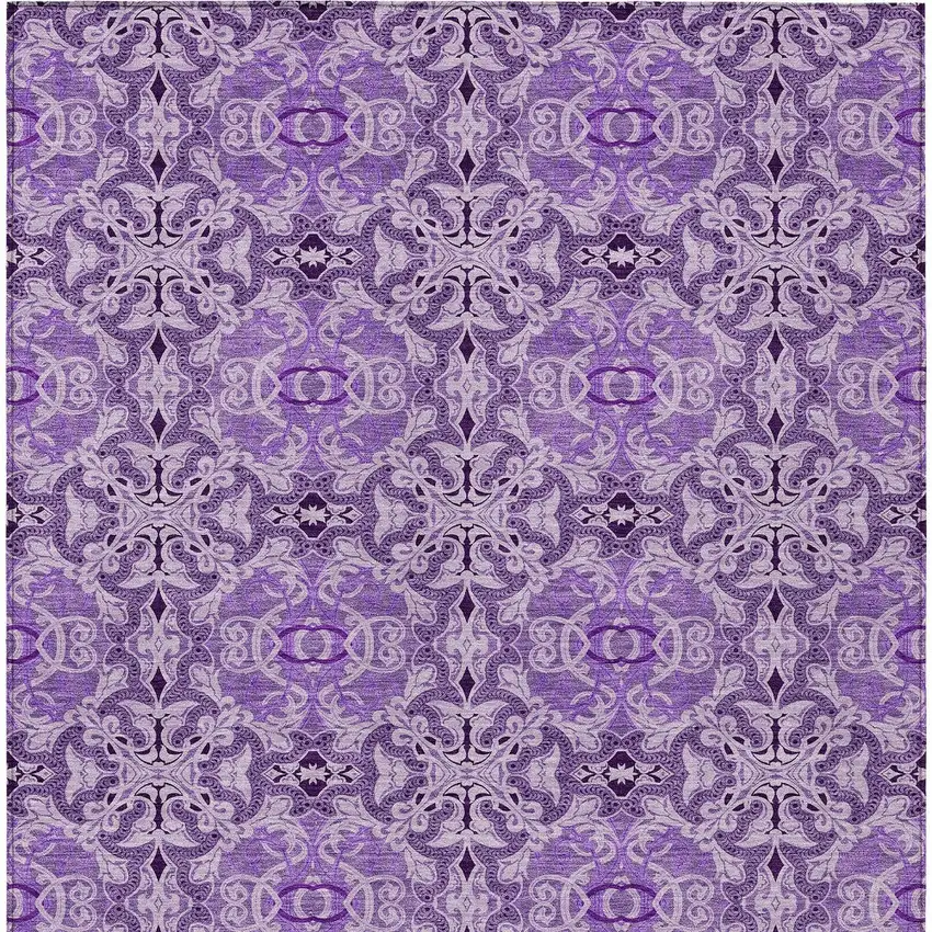 Purple And Lavender Medallion Washable Indoor Outdoor Area Rug Photo 5