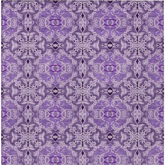 Purple And Lavender Medallion Washable Indoor Outdoor Area Rug Photo 5