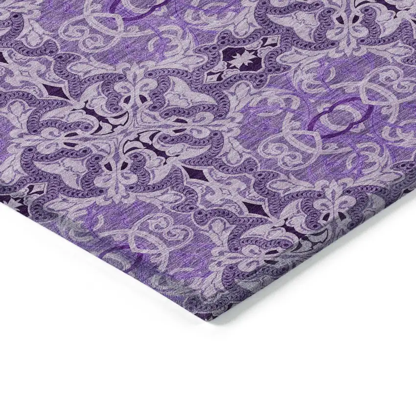 Purple And Lavender Medallion Washable Indoor Outdoor Area Rug Photo 4