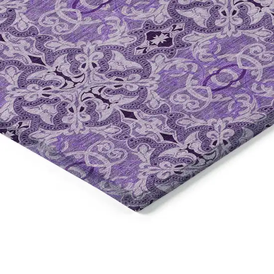 Purple And Lavender Medallion Washable Indoor Outdoor Area Rug Photo 4