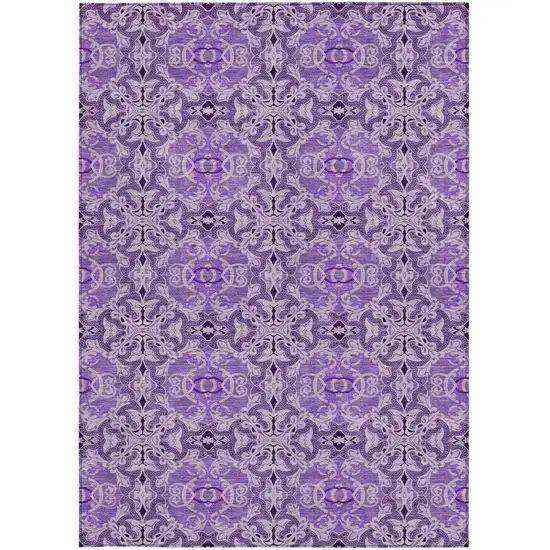 Purple And Lavender Medallion Washable Indoor Outdoor Area Rug Photo 6