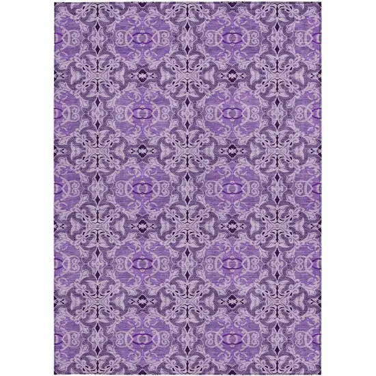 Purple And Lavender Medallion Washable Indoor Outdoor Area Rug Photo 6