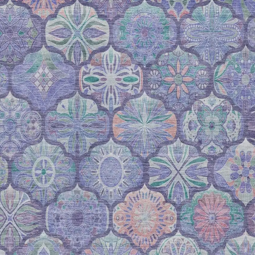 Purple And Lavender Ogee Washable Indoor Outdoor Area Rug Photo 8