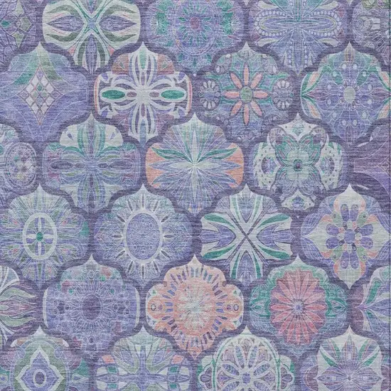 Purple And Lavender Ogee Washable Indoor Outdoor Area Rug Photo 1