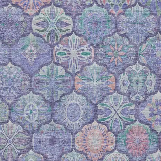 Purple And Lavender Ogee Washable Indoor Outdoor Area Rug Photo 6