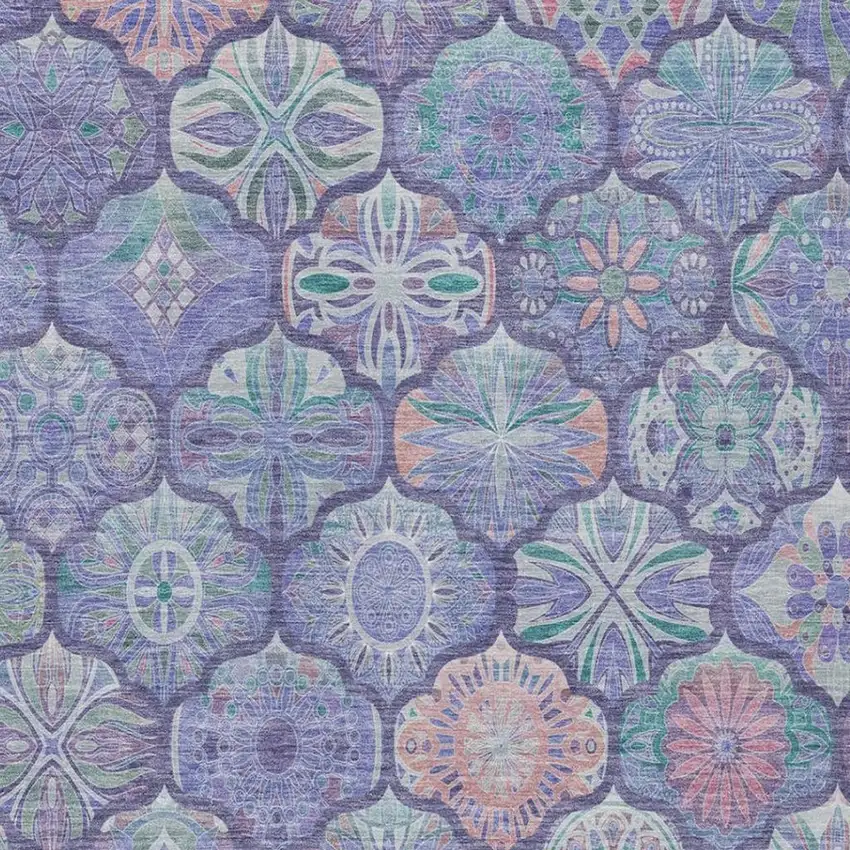Purple And Lavender Ogee Washable Indoor Outdoor Area Rug Photo 6