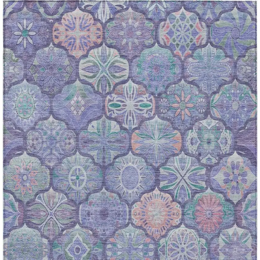 Purple And Lavender Ogee Washable Indoor Outdoor Area Rug Photo 9