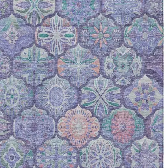 Purple And Lavender Ogee Washable Indoor Outdoor Area Rug Photo 7