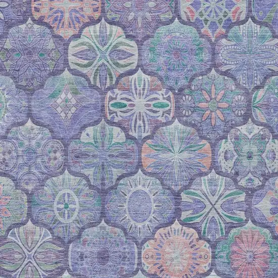 Purple And Lavender Ogee Washable Indoor Outdoor Area Rug Photo 2