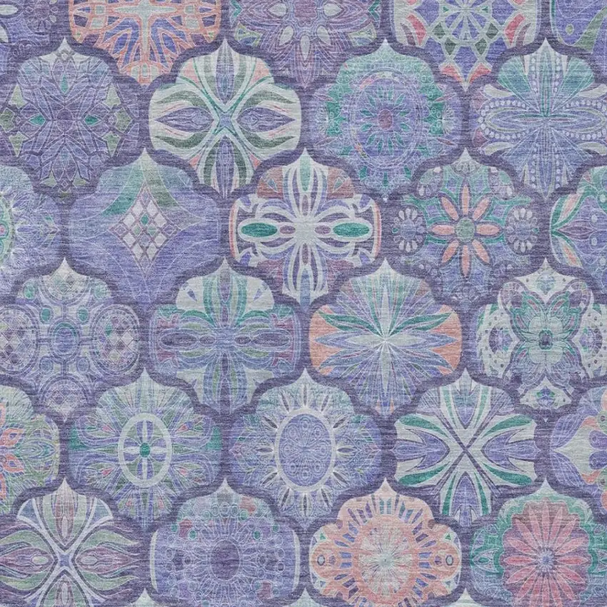 Purple And Lavender Ogee Washable Indoor Outdoor Area Rug Photo 2