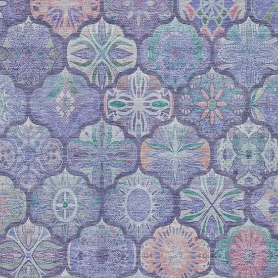 Purple And Lavender Ogee Washable Indoor Outdoor Area Rug Photo 5