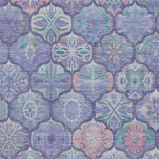 Purple And Lavender Ogee Washable Indoor Outdoor Area Rug Photo 4