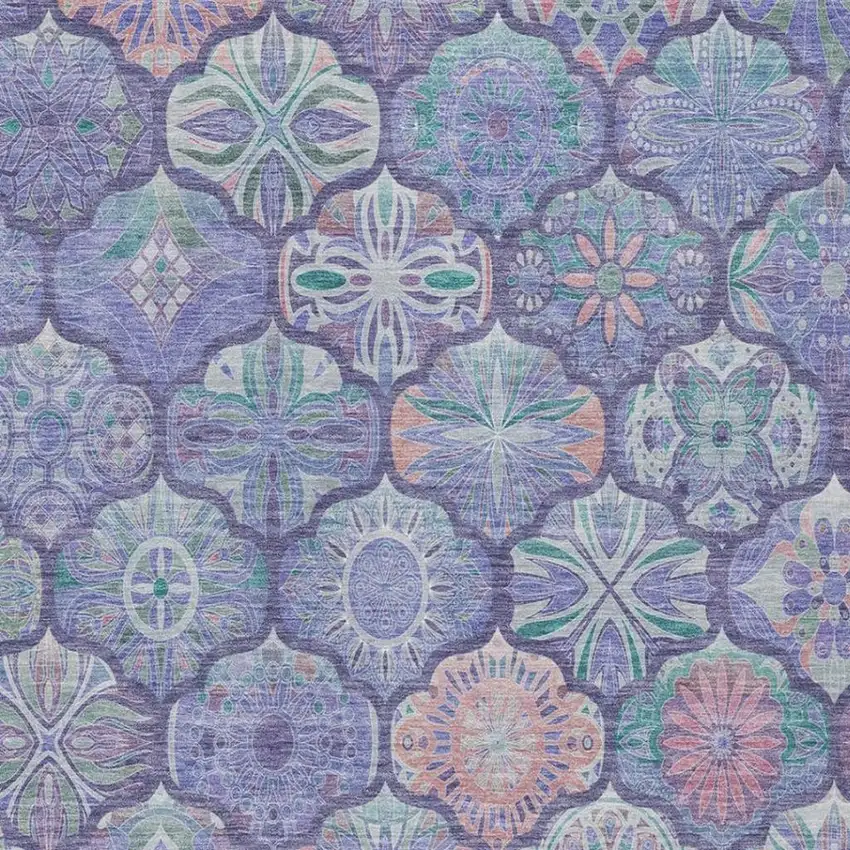 Purple And Lavender Ogee Washable Indoor Outdoor Area Rug Photo 4