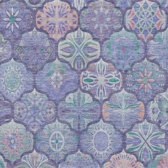 Purple And Lavender Ogee Washable Indoor Outdoor Area Rug Photo 9