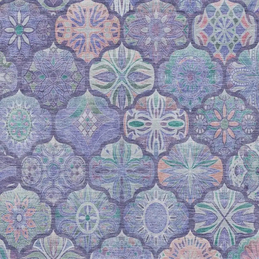 Purple And Lavender Ogee Washable Indoor Outdoor Area Rug Photo 9