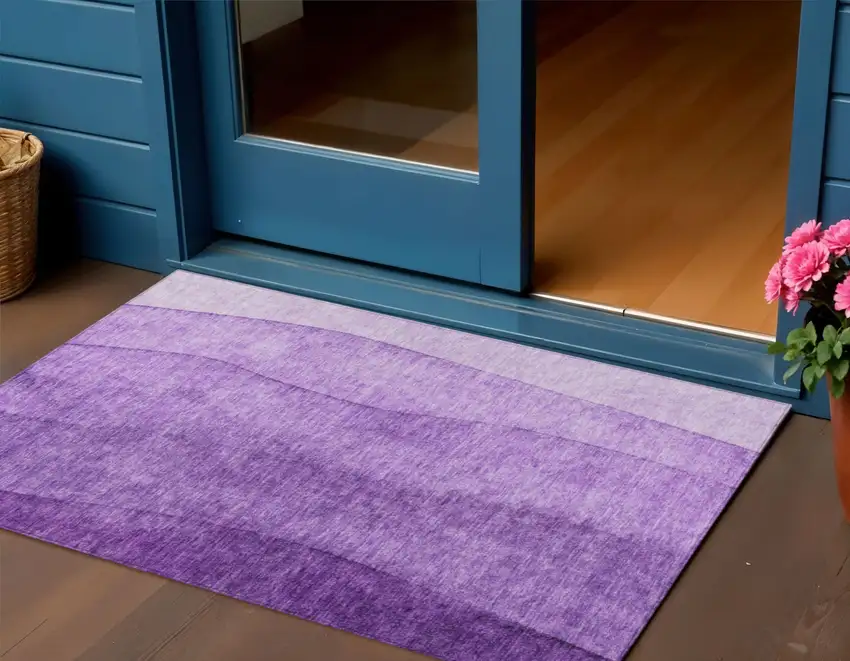 Purple And Lavender Ombre Washable Indoor Outdoor Area Rug Photo 1