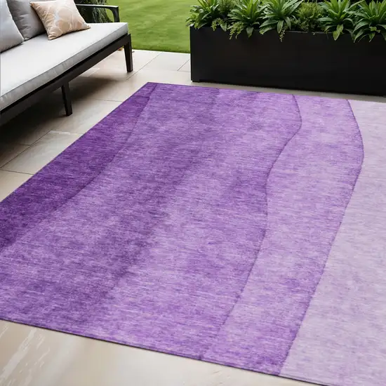 Purple And Lavender Ombre Washable Indoor Outdoor Area Rug Photo 1