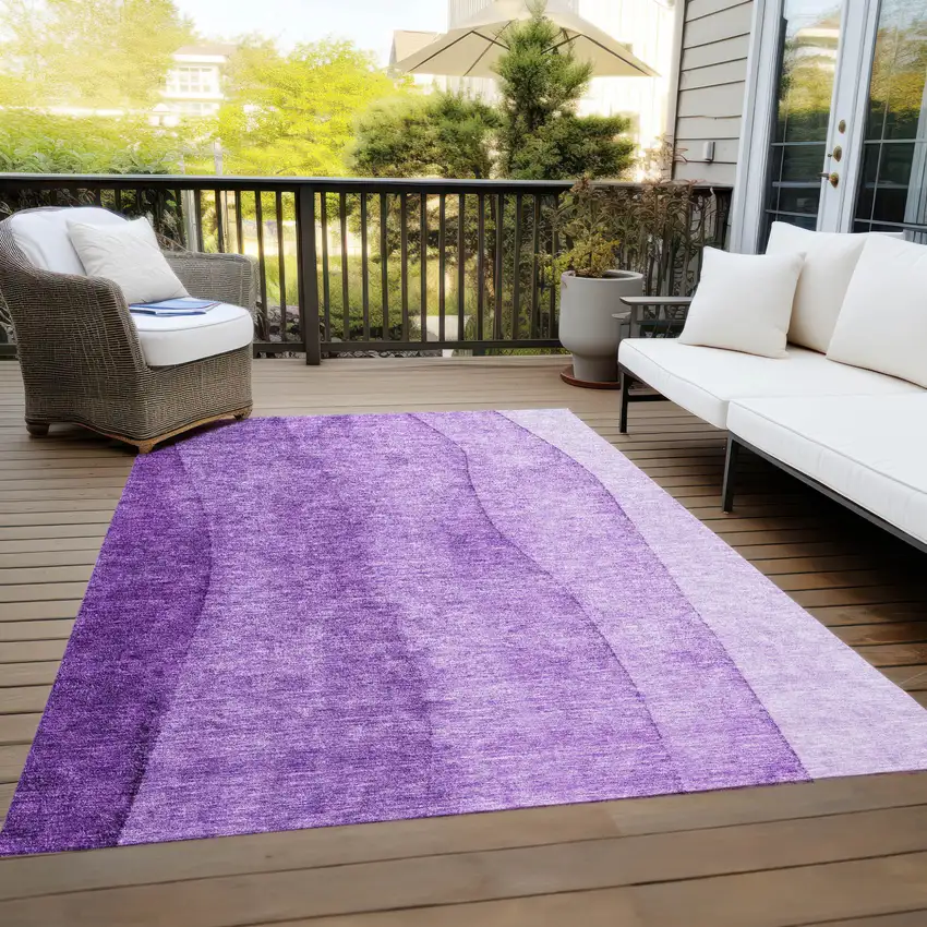 Purple And Lavender Ombre Washable Indoor Outdoor Area Rug Photo 9