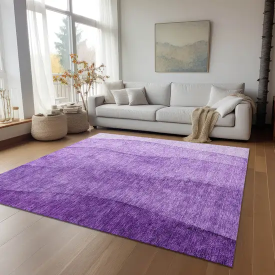 Purple And Lavender Ombre Washable Indoor Outdoor Area Rug Photo 9