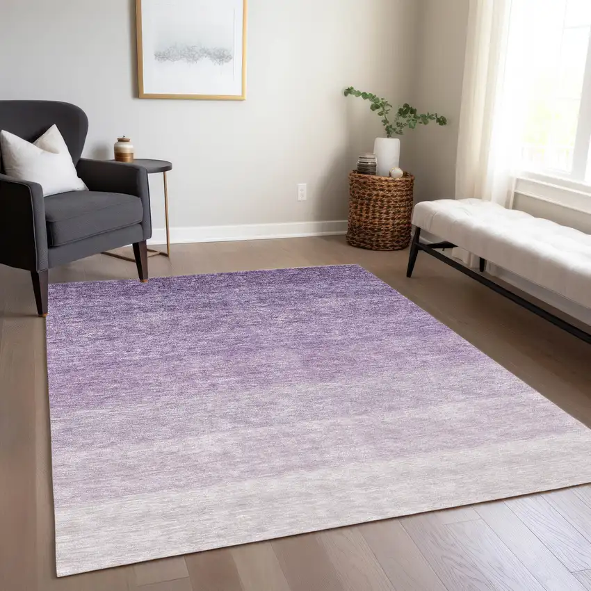 Purple And Lavender Ombre Washable Indoor Outdoor Area Rug Photo 9