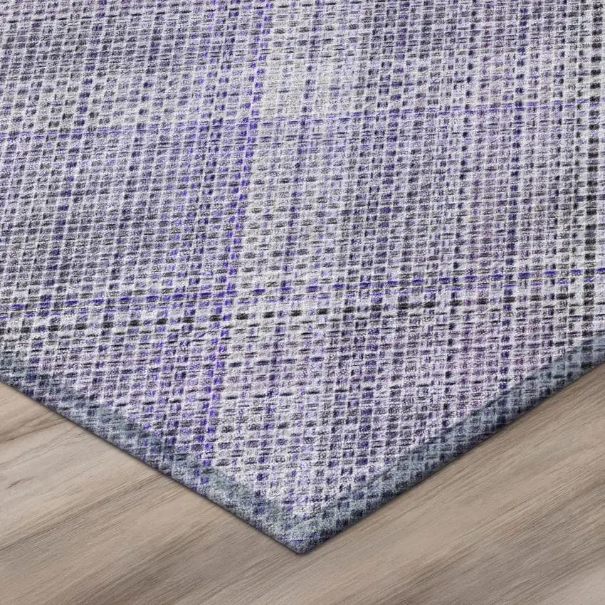 Purple And Lavender Plaid Washable Indoor Outdoor Area Rug Photo 4