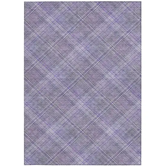 Purple And Lavender Plaid Washable Indoor Outdoor Area Rug Photo 2
