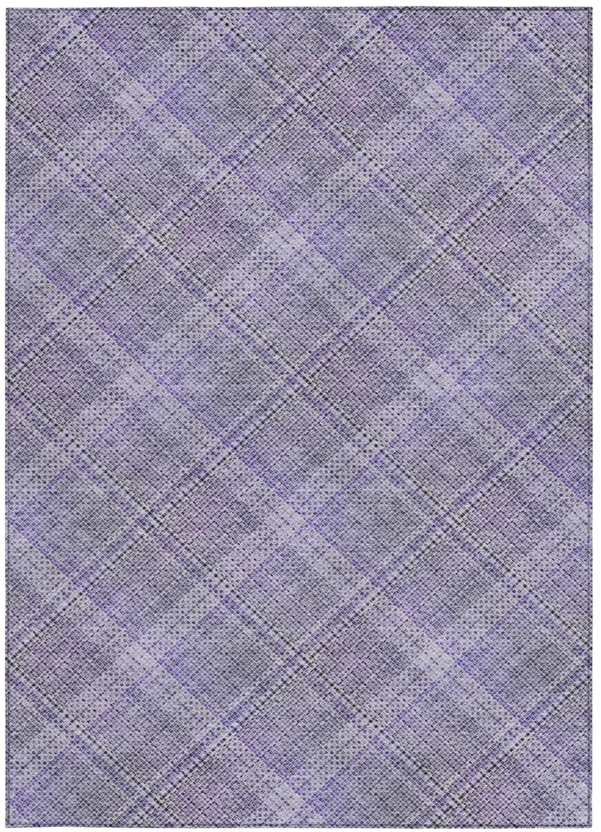 Purple And Lavender Plaid Washable Indoor Outdoor Area Rug Photo 2