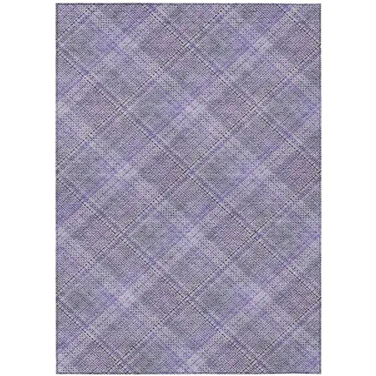 Purple And Lavender Plaid Washable Indoor Outdoor Area Rug Photo 1