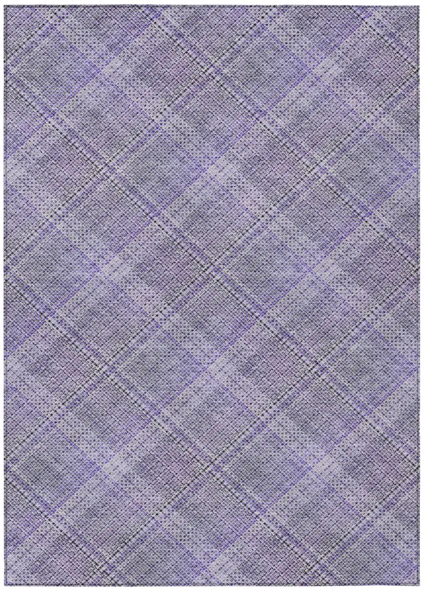 Purple And Lavender Plaid Washable Indoor Outdoor Area Rug Photo 1