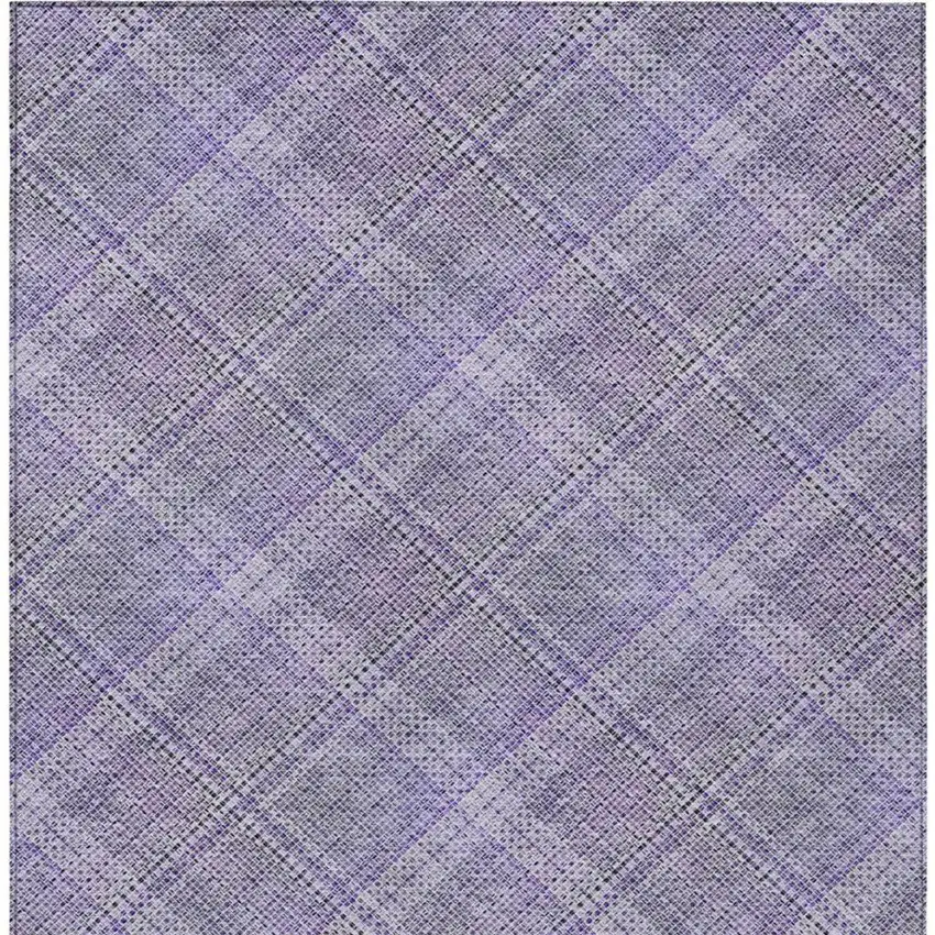 Purple And Lavender Plaid Washable Indoor Outdoor Area Rug Photo 9