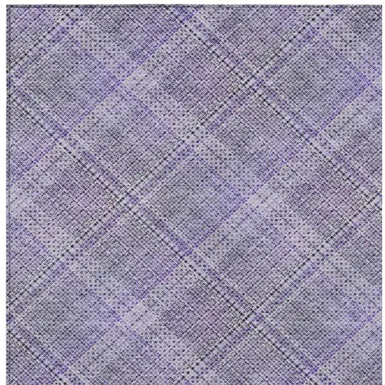 Purple And Lavender Plaid Washable Indoor Outdoor Area Rug Photo 6