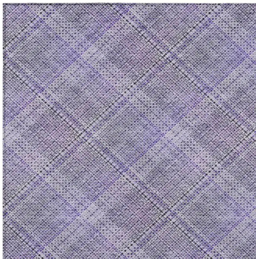 Purple And Lavender Plaid Washable Indoor Outdoor Area Rug Photo 6