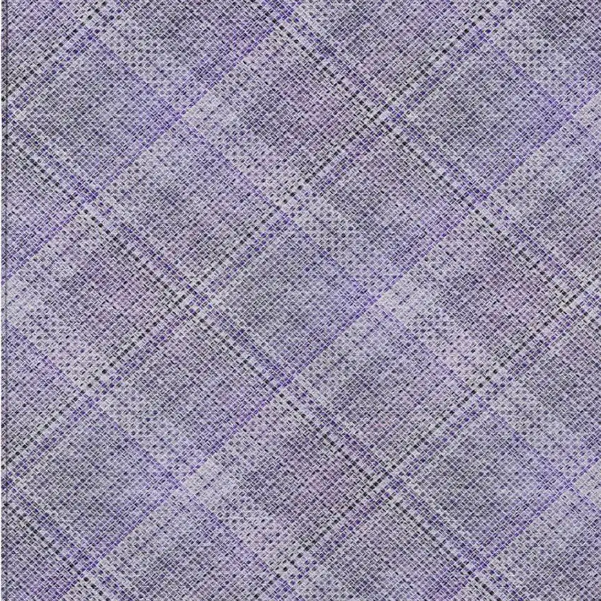 Purple And Lavender Plaid Washable Indoor Outdoor Area Rug Photo 7