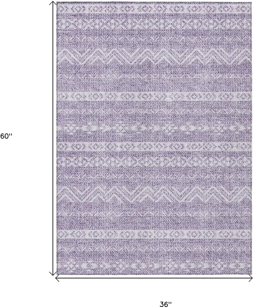 Purple And Lavender Southwestern Washable Indoor Outdoor Area Rug Photo 3