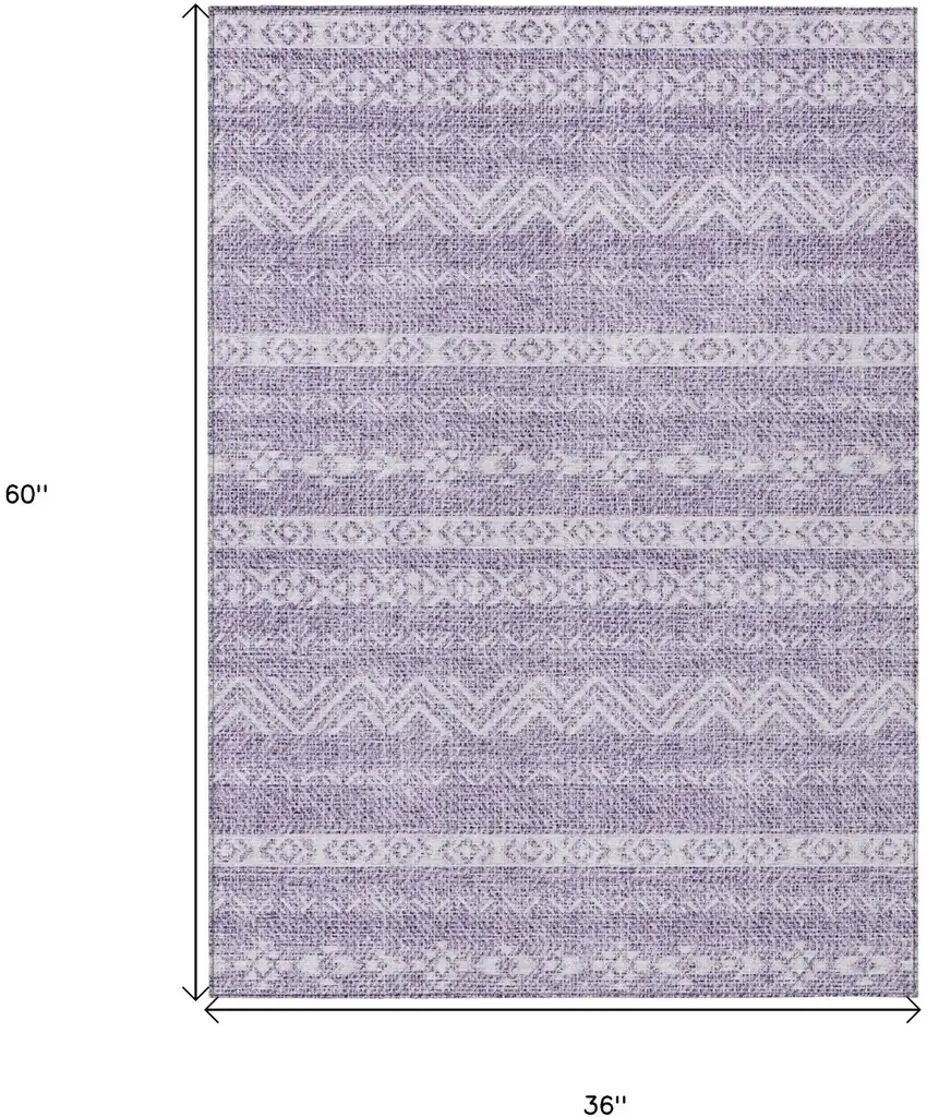 Purple And Lavender Southwestern Washable Indoor Outdoor Area Rug Photo 3