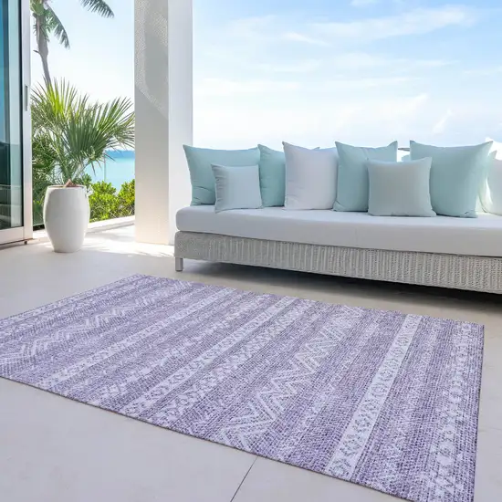 Purple And Lavender Southwestern Washable Indoor Outdoor Area Rug Photo 7
