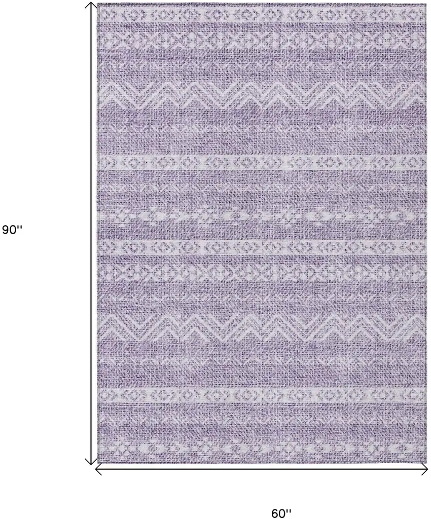 Purple And Lavender Southwestern Washable Indoor Outdoor Area Rug Photo 3