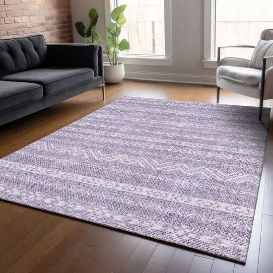 Purple And Lavender Southwestern Washable Indoor Outdoor Area Rug Photo 8
