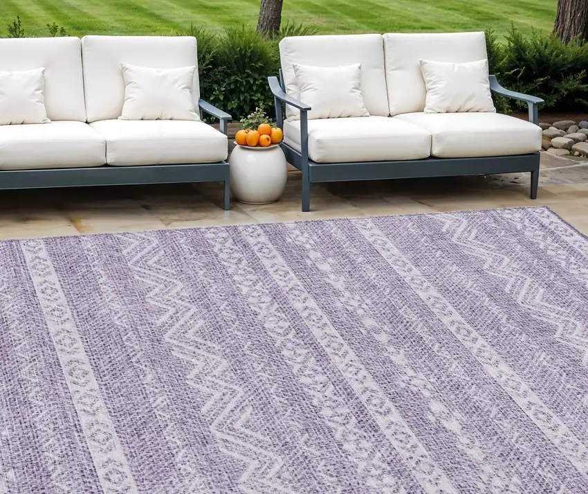 Purple And Lavender Southwestern Washable Indoor Outdoor Area Rug Photo 1