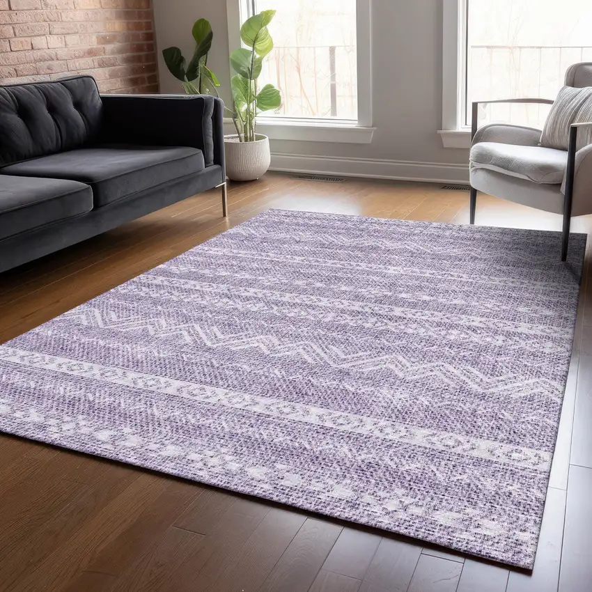 Purple And Lavender Southwestern Washable Indoor Outdoor Area Rug Photo 8