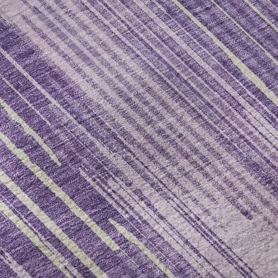 Purple And Lavender Striped Washable Area Rug With UV Protection Photo 1