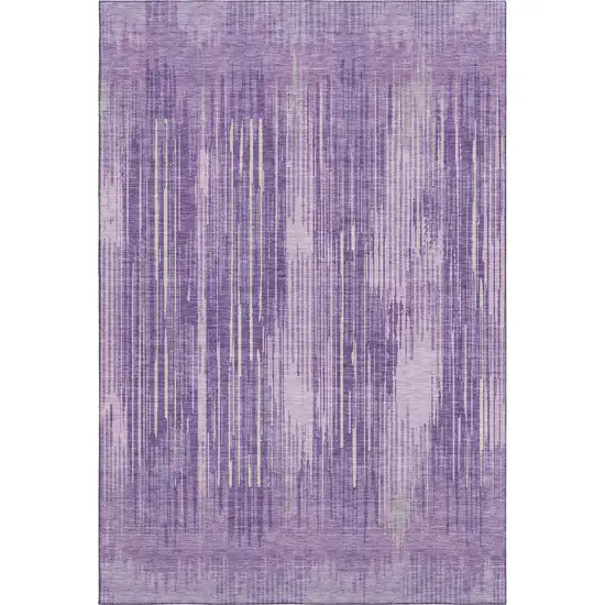 Purple And Lavender Striped Washable Area Rug With UV Protection Photo 6