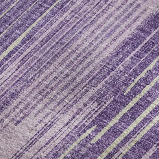 Purple And Lavender Striped Washable Area Rug With UV Protection Photo 3