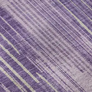 Photo of Purple And Lavender Striped Washable Area Rug With UV Protection