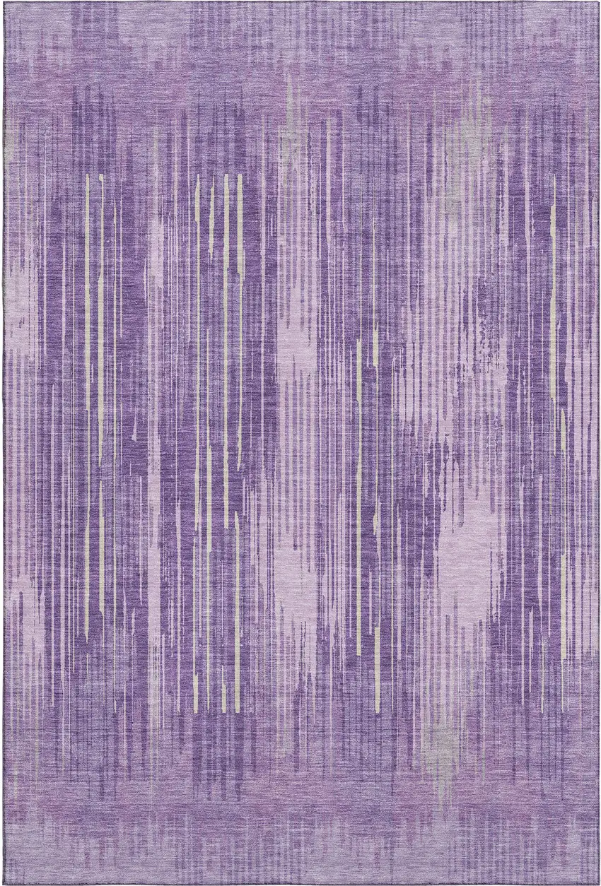 Purple And Lavender Striped Washable Area Rug With UV Protection Photo 6
