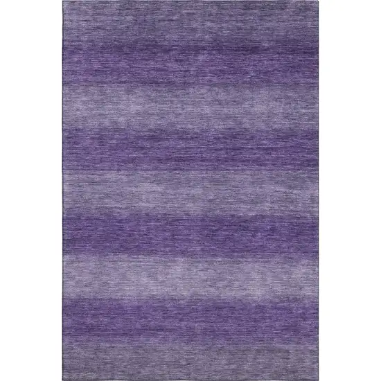 Purple And Lavender Striped Washable Area Rug With UV Protection Photo 1