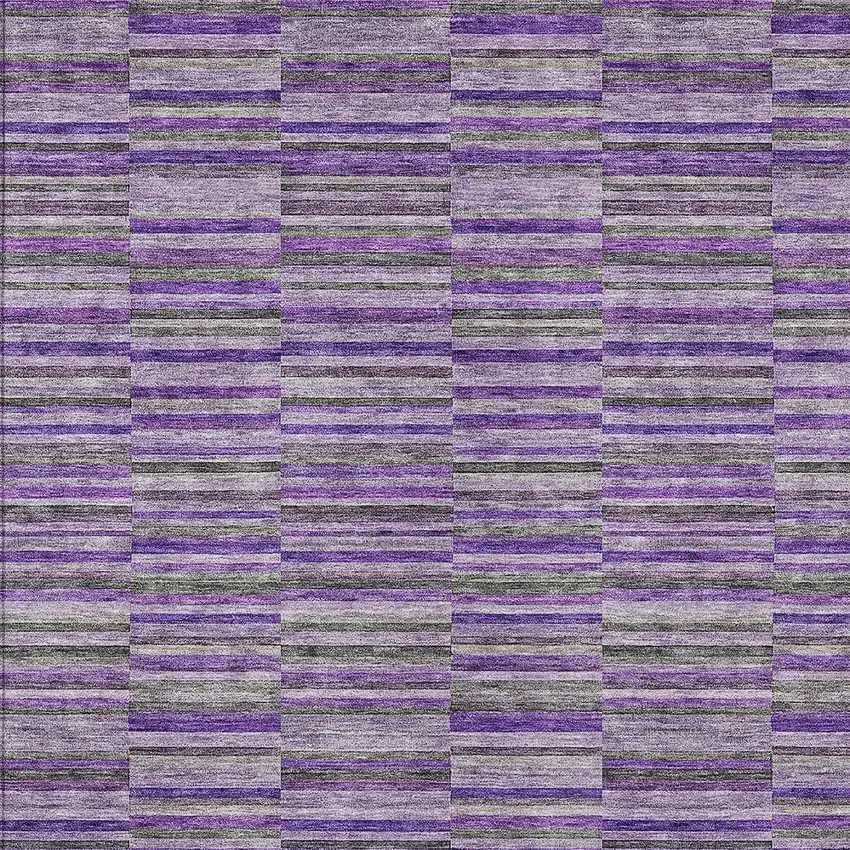 Purple And Lavender Striped Washable Indoor Outdoor Area Rug Photo 6